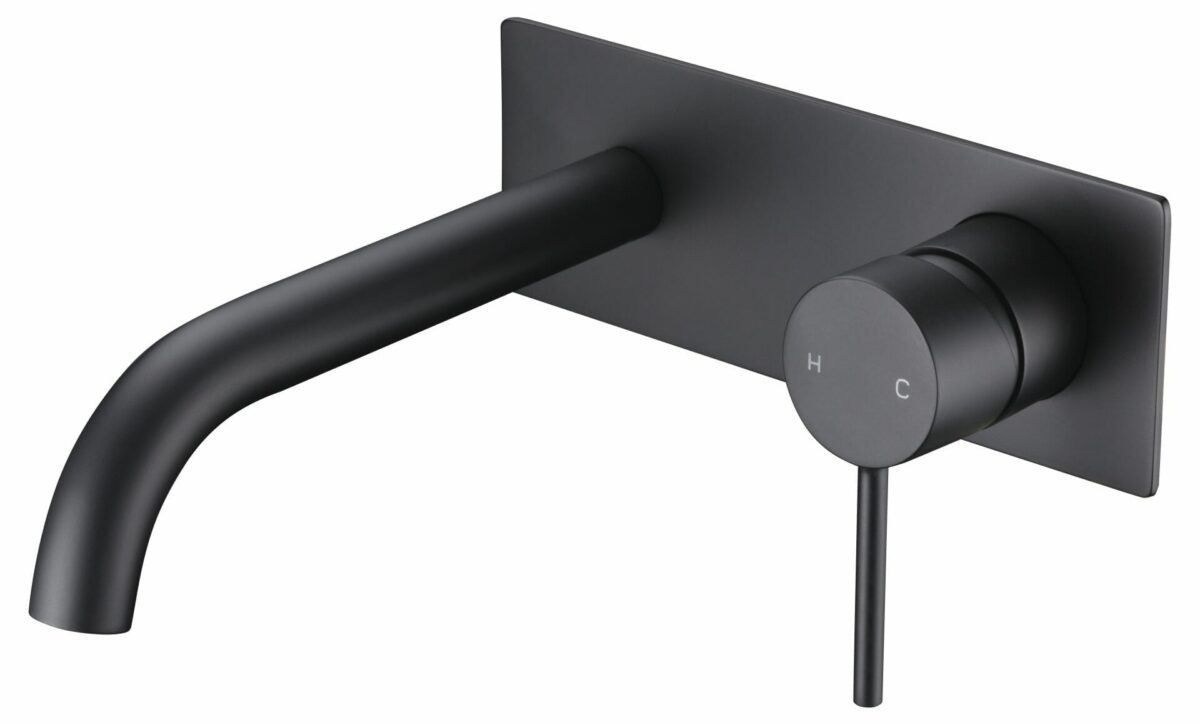 Hali Wall Basin Mixer Curved Spout - Matt Black | HYB88-602MB
