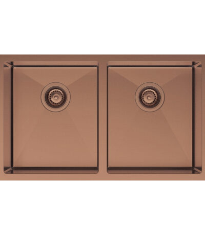 Hana 27L/27L Double Kitchen Sink, PVD Brushed Copper
