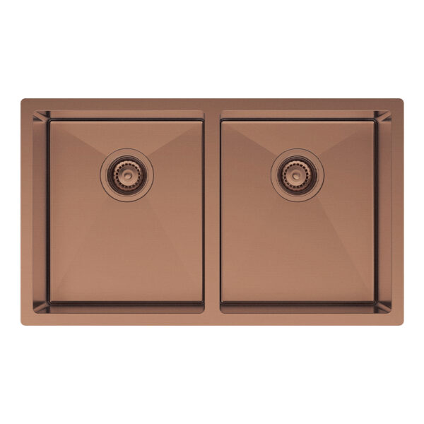 Hana 27L/27L Double Kitchen Sink, PVD Brushed Copper