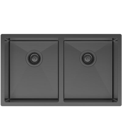 Hana 27L/27L Double Kitchen Sink, PVD Carbon Metal