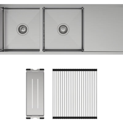 Hana 29L/29L Double Kitchen Sink with Drainer Kit