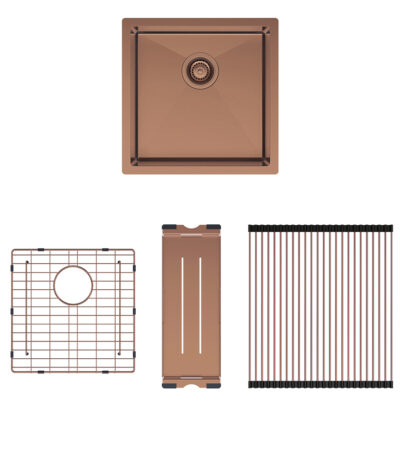 Hana 32L Single Kitchen Sink Kit, Brushed Copper
