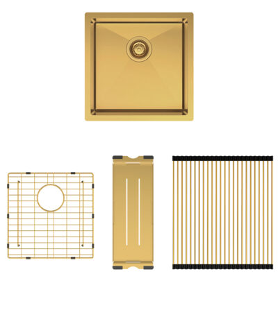 Hana 32L Single Kitchen Sink Kit, PVD Rugged Brass