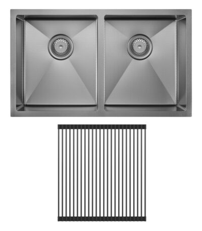 Hana Anti-Scratch 27L/27L Double Kitchen Sink Kit, PVD Gun Metal