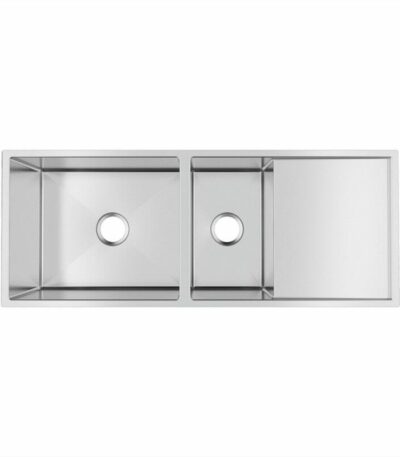 Handmade Kitchen Sink One and Half Double Bowls with Drainer Board - 1160x460x230mm | TWM9.2