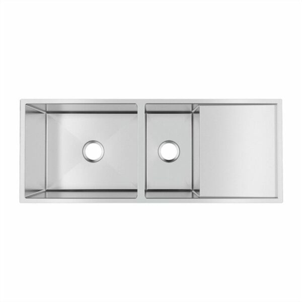 Handmade Kitchen Sink One and Half Double Bowls with Drainer Board - 1160x460x230mm | TWM9.2