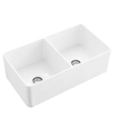 Hartley Double Farmhouse Fireclay Sink - Gloss White