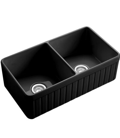 Hartley Double Farmhouse Fireclay Sink - Satin Black