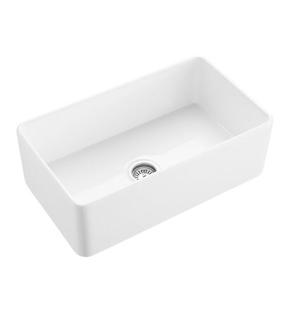 Hartley Single Farmhouse Fireclay Sink - Gloss White
