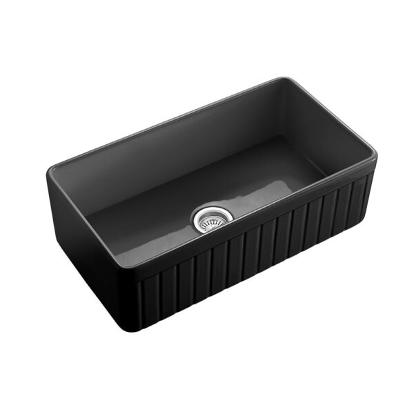 Hartley Single Farmhouse Fireclay Sink - Satin Black