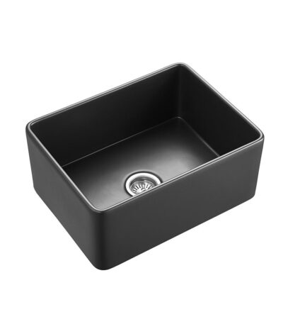 Hartley Small Single Farmhouse Fireclay Sink - Satin Black