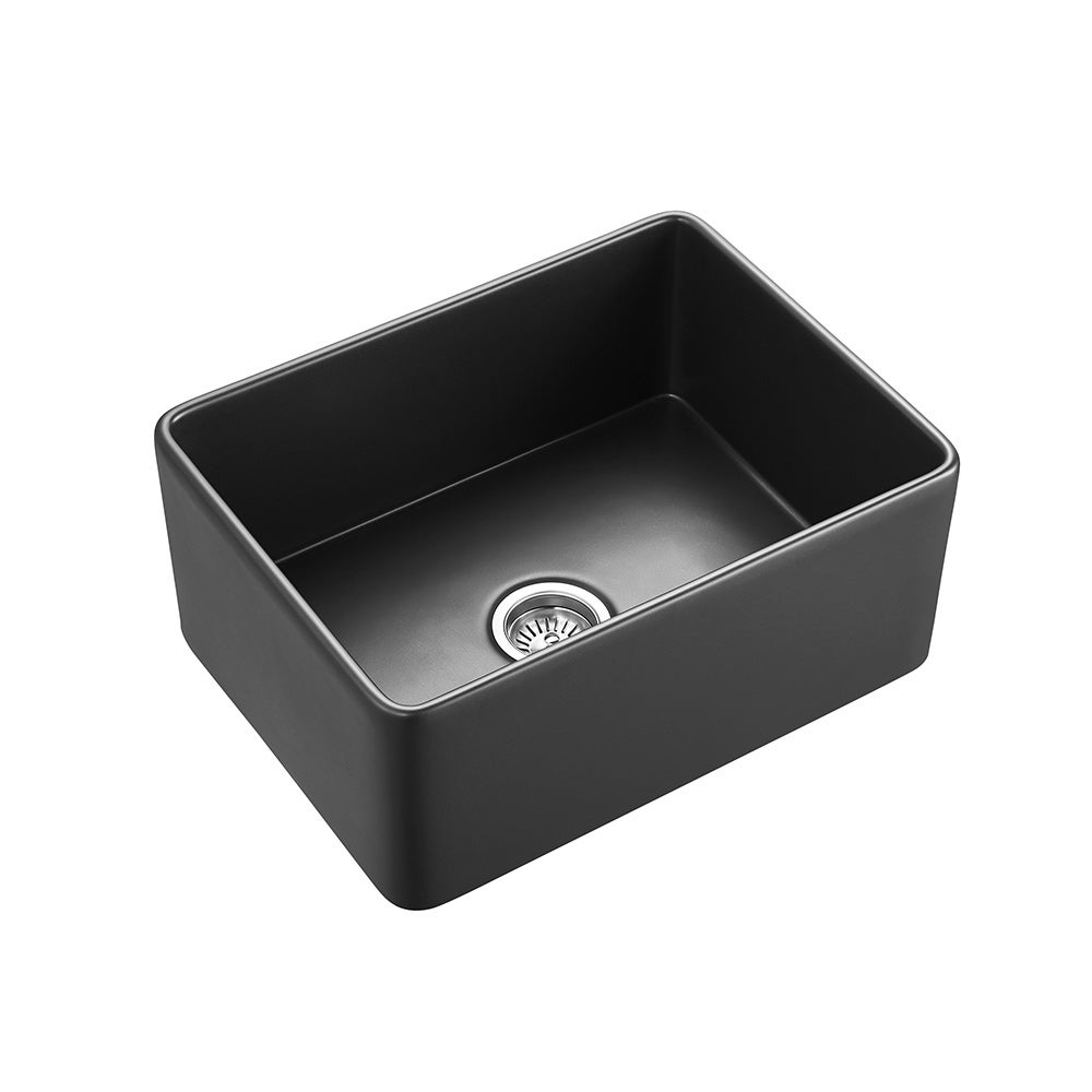 Hartley Small Single Farmhouse Fireclay Sink - Satin Black
