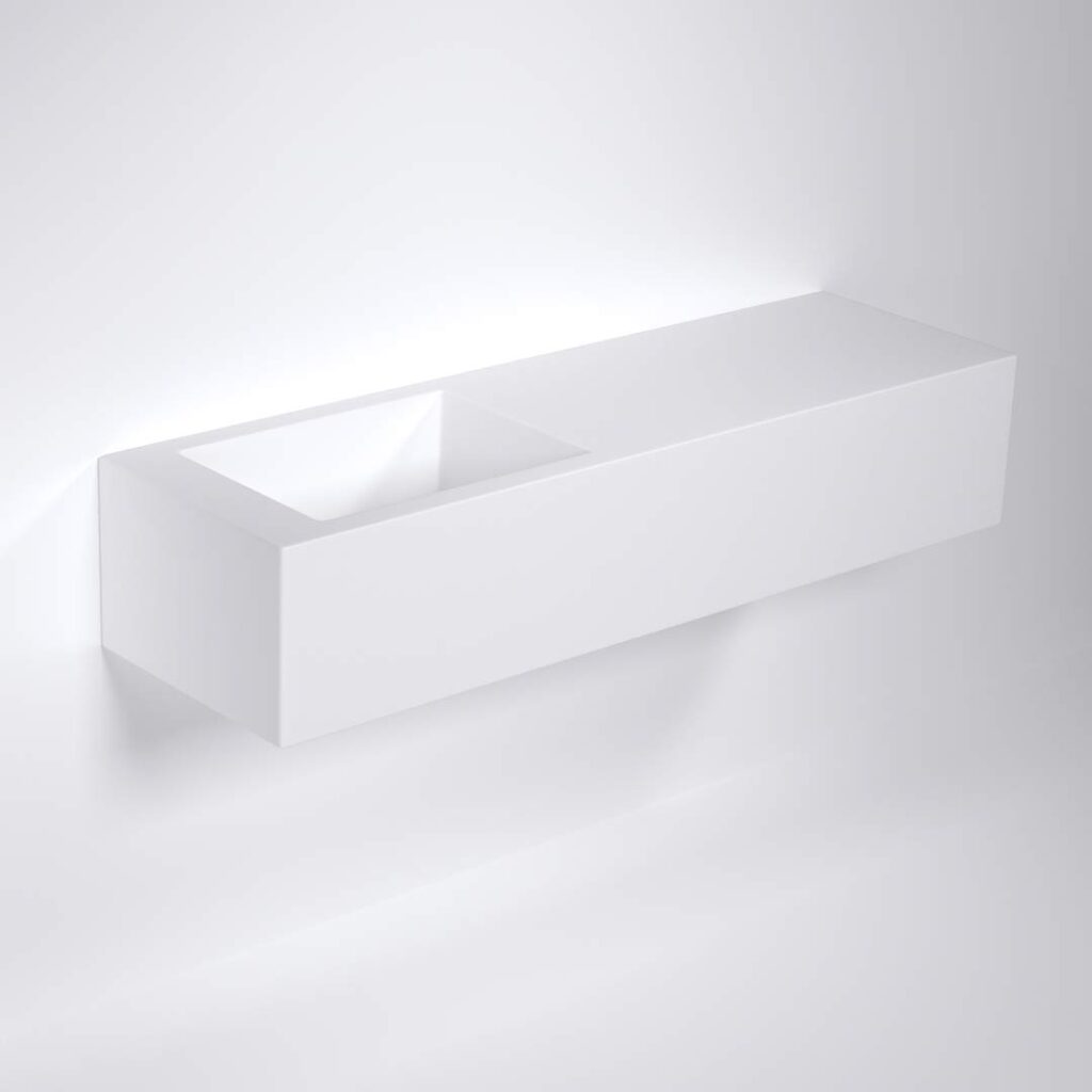 Henderson Wall-Mounted Basin 1500mm – Matte White