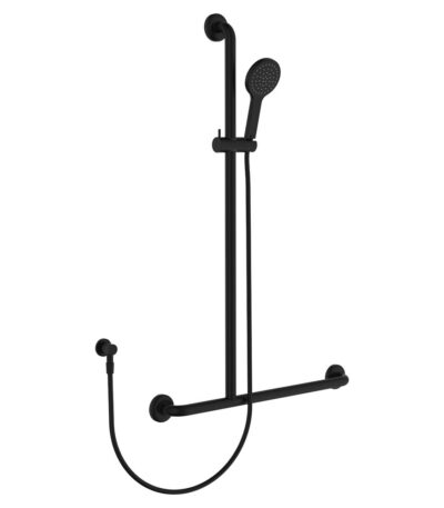 Hustle Care Matte Black Inverted T Rail Shower, Left-Hand