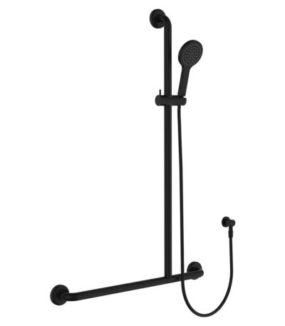 Hustle Care Matte Black Inverted T Rail Shower, Right-Hand