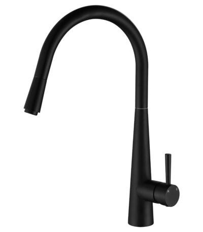 Hustle Deluxe Gooseneck Pull-Out Kitchen Mixer, Matte Black