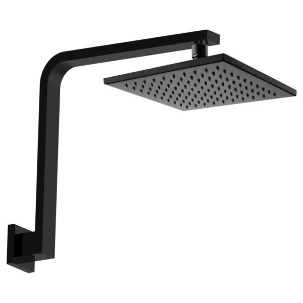 Hustle Square Gooseneck Shower Arm Set, Matte Black