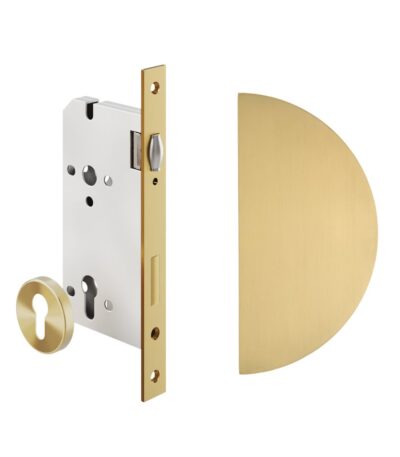 Imes Half Moon Entry Door Pull & Lock Set - Brushed Brass