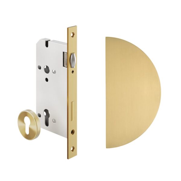 Imes Half Moon Entry Door Pull & Lock Set - Brushed Brass