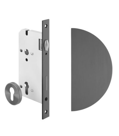 Imes Half Moon Entry Door Pull & Lock Set - Brushed Gunmetal
