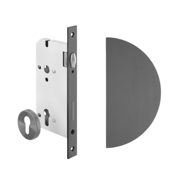 Imes Half Moon Entry Door Pull & Lock Set - Brushed Gunmetal