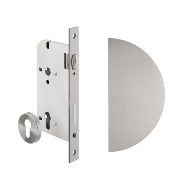 Imes Half Moon Entry Door Pull & Lock Set - Stainless Steel