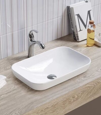 Insert Ceramic Basin - No Overflow - No Tap Hole - Gloss White - Rectangle - 515mm | PI5134
