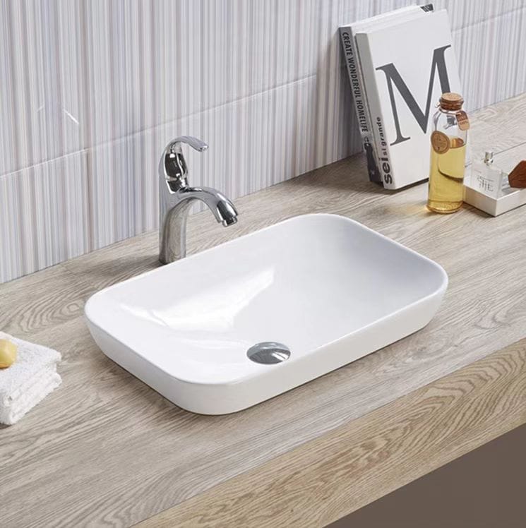 Insert Ceramic Basin - No Overflow - No Tap Hole - Gloss White - Rectangle - 515mm | PI5134