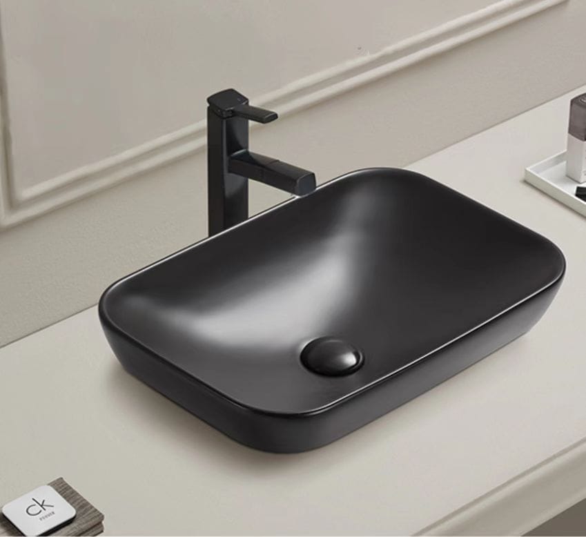 Insert Ceramic Basin - No Overflow - No Tap Hole - Matt Black - Rectangle - 515mm | PI5134MB