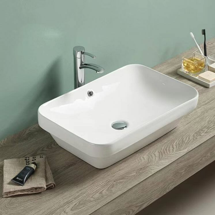 Insert Ceramic Basin - Overflow - Gloss White - Rectangle - 605mm | PI6040