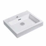 Insert Ceramic Basin - Overflow - Tap Hole - Gloss White - Rectangle - 485mm | PI4844