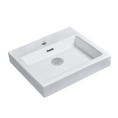 Insert Ceramic Basin - Overflow - Tap Hole - Gloss White - Rectangle - 485mm | PI4844