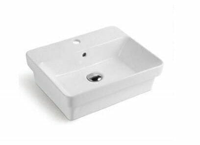 Insert Ceramic Basin - Overflow - Tap Hole - Gloss White - Rectangle - 495mm | PI5040TH