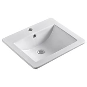 Insert Ceramic Basin - Overflow - Tap Hole - Gloss White - Rectangle - 530mm | PIS5345