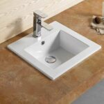 Insert Ceramic Basin - Overflow - Tap Hole - Gloss White - Square - 410mm | PIS4141