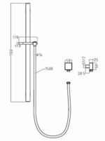 INSPIRE ITSR TARAN SHOWER RAIL WITH SQUARE HANDHELD SHOWER CHROME AND COLOURED - Urban Designs Bathroom and Kitchen