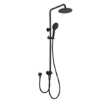 INSPIRE PSSBI PAVIA TWIN SHOWER SET WITH TWIN HOSE BOTTOM INLET CHROME AND BLACK - Urban Designs Bathroom and Kitchen