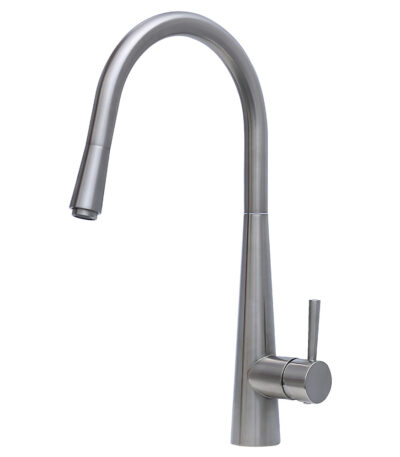 Isabella Deluxe Gooseneck Pull-Out Kitchen Mixer, Brushed Nickel
