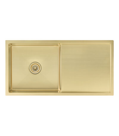 Jai Single Kitchen Sink 880mm – Brushed Brass