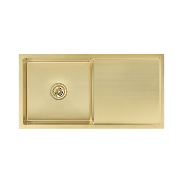 Jai Single Kitchen Sink 880mm – Brushed Brass
