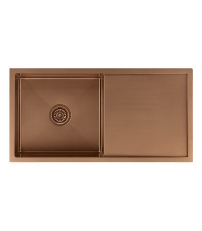 Jai Single Kitchen Sink 880mm – Brushed Copper