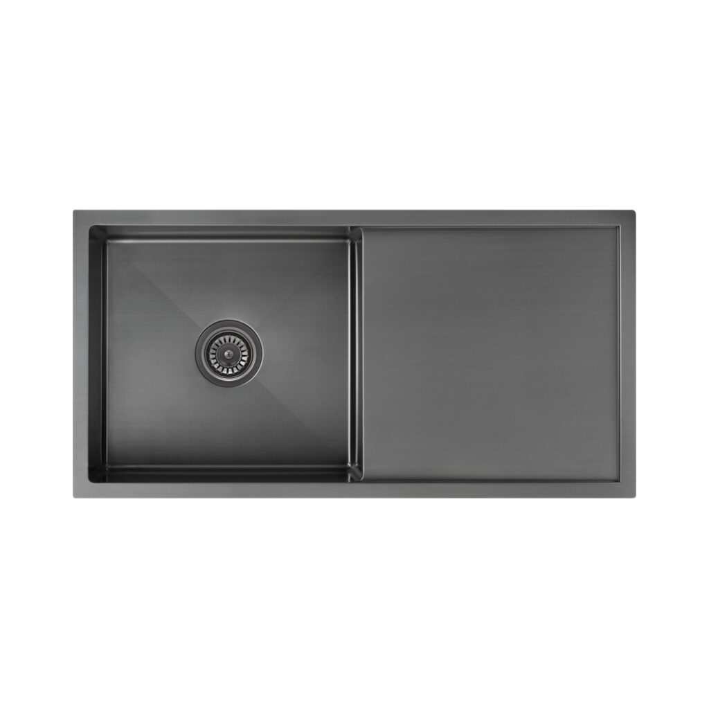 Jai Single Kitchen Sink 880mm - Brushed Gunmetal