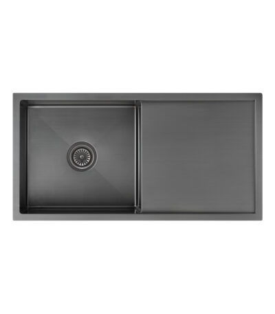 Jai Single Kitchen Sink 880mm - Brushed Gunmetal