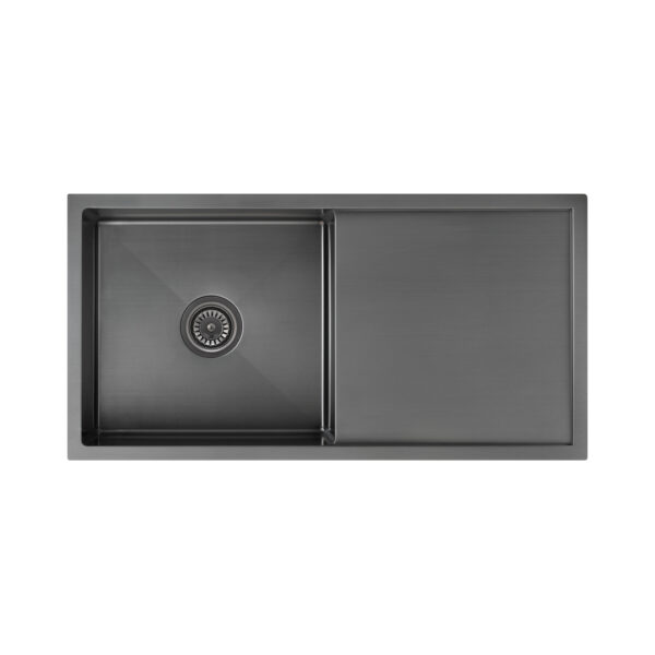 Jai Single Kitchen Sink 880mm - Brushed Gunmetal