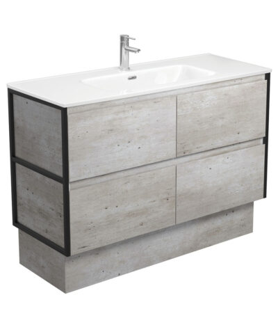 Joli Amato 1200 Industrial Vanity On Kick, Matte Black Frames