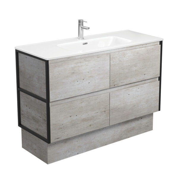 Joli Amato 1200 Industrial Vanity On Kick, Matte Black Frames