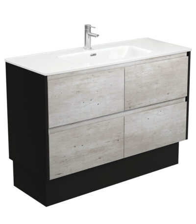 Joli Amato 1200 Industrial Vanity On Kick, Satin Black Panels