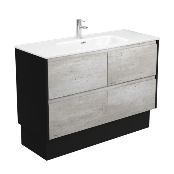 Joli Amato 1200 Industrial Vanity On Kick, Satin Black Panels