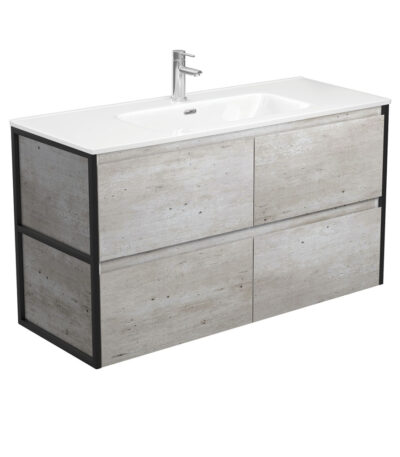 Joli Amato 1200 Industrial Wall-Hung Vanity, Matte Black Frames