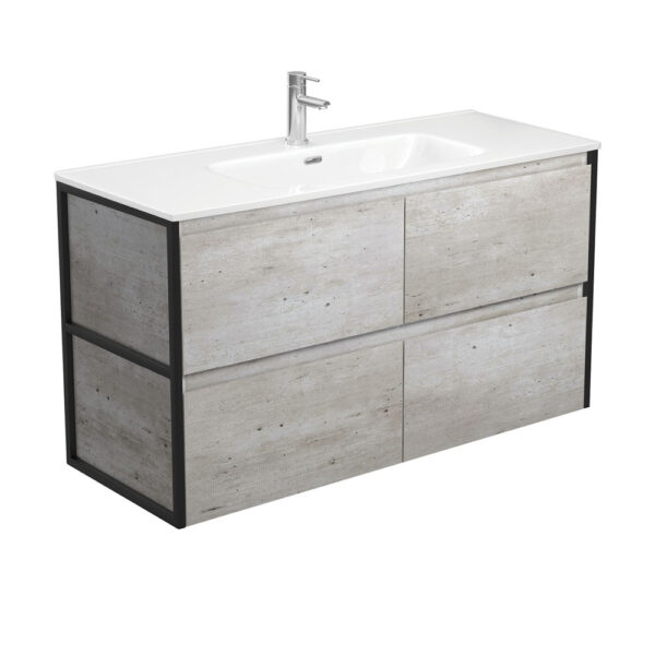 Joli Amato 1200 Industrial Wall-Hung Vanity, Matte Black Frames